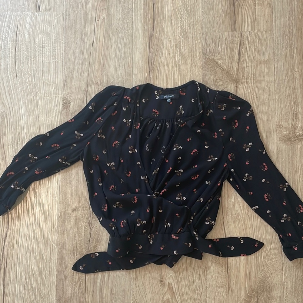 Madewell wrap blouse 3/4 sleeves